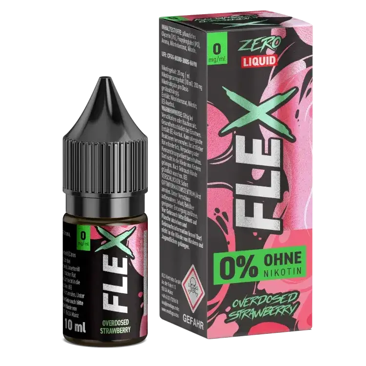 Revoltage Flex Strawberry Nikotinsalz Liquid - 10ml bottle with vibrant packaging showcasing strawberry flavor.